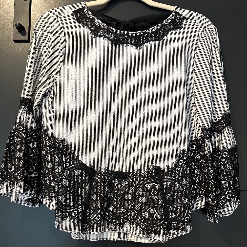 Zara striped top with lace detail